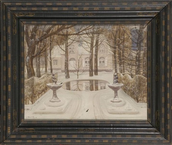 Corbeaux Devant La Villa Rose Sous La Neige By Constant Montald On Artnet