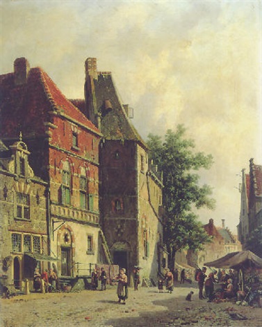 Figures In A Dutch Town By Adrianus Eversen On Artnet