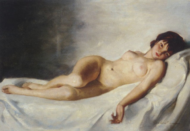 A reclining female nude by Mária Szánthó on artnet