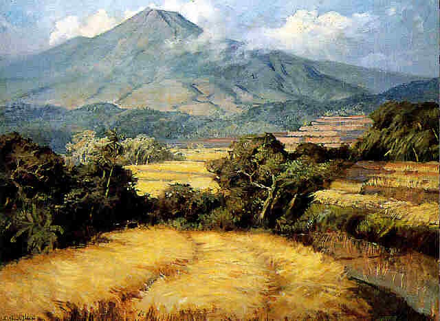 An Indonesian Landscape With A Volcano By Raden Basoeki Abdullah On Artnet