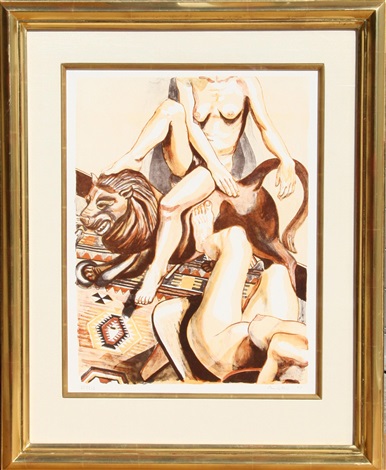 Two Nude Women With Lion By Philip Pearlstein On Artnet