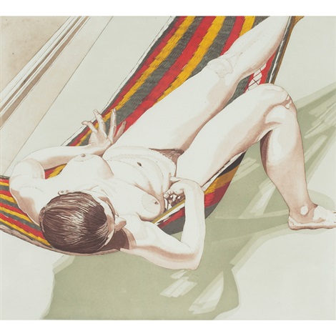 Nude On Striped Hammock By Philip Pearlstein On Artnet