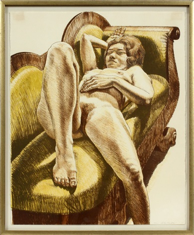 Reclining Nude On Green Couch By Philip Pearlstein On Artnet