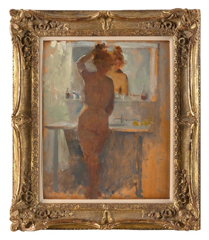 Double Sided Work One Side Depicting A Nude Woman At A Mirror And The