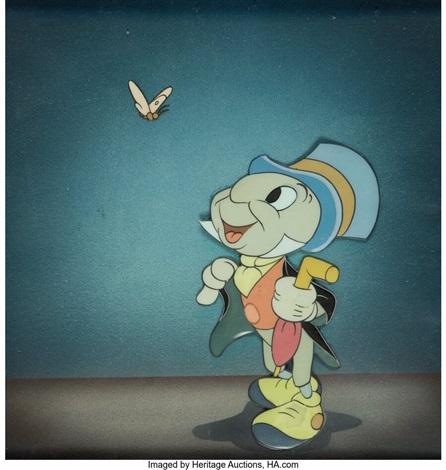 Pinocchio Jiminy Cricket Production Cel Courvoisier Setup Walt Disney