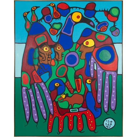 SHAMAN AND ANIMALS by Norval Morrisseau on artnet