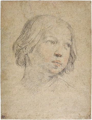 The head of a young boy, slightly turned to the right by Guido Reni on ...