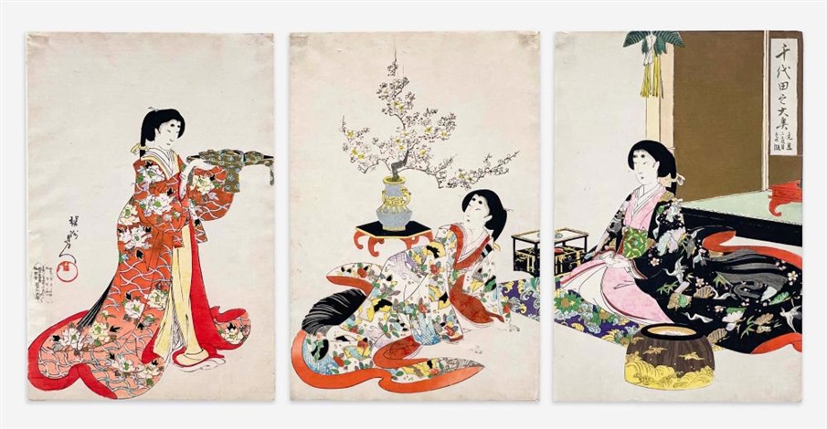 LADIES HAVING TEA, TRIPTYCH by Tsukioka Yoshitoshi on artnet