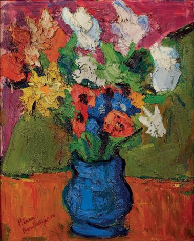 Fleurs au pichet bleu by Pierre Ambrogiani on artnet