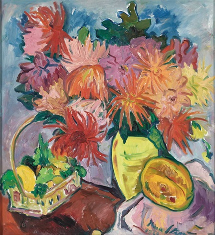 Dahlias and Fruit by Irma Stern on artnet