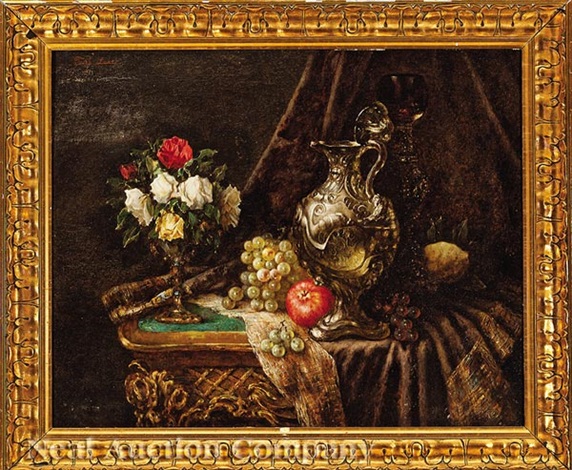 Still Life with Flowers, Fruit, Ewer and Carafe by Josef Lauer on artnet