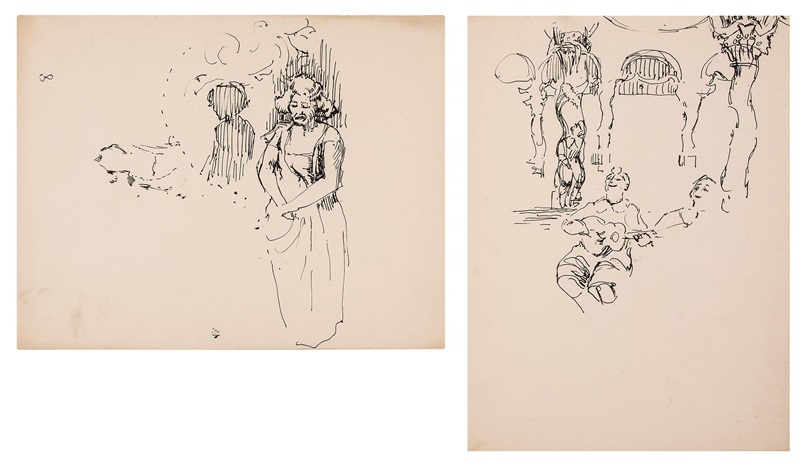 Two Sketches of Theatre Performers by Walter Sickert on artnet