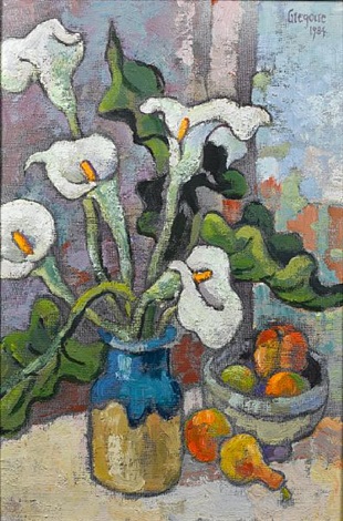 Still life with arum lilies by Gregoire Johannes Boonzaier on artnet