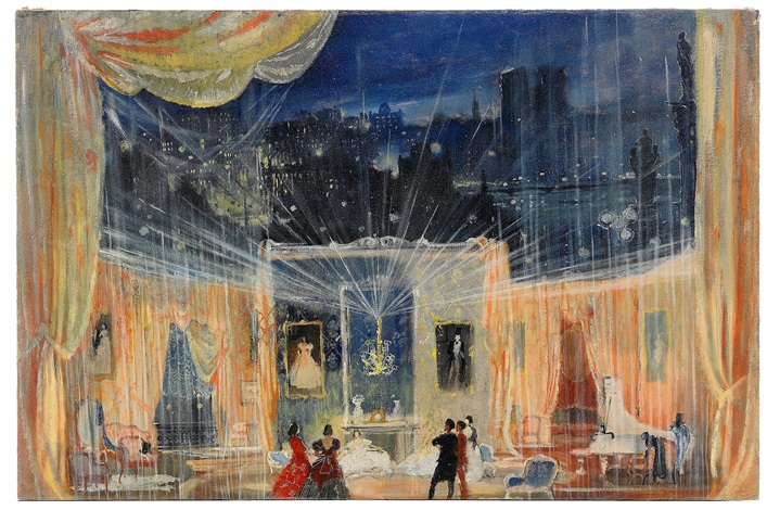 The drawing room of Margaret stage design for The Lady with Camelias by ...