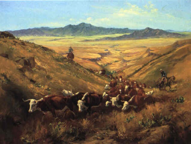 Rounding up cattle by George Phippen on artnet