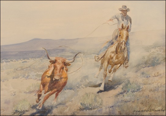 Roping a steer by Edward Borein on artnet