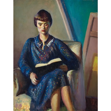 Yvonne Reading Girl in Purple Dress by Guy Pène Du Bois on artnet