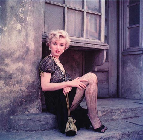 Marilyn Monroe in fishnet stockings by Milton H. Greene on artnet