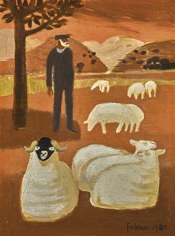 SHEPHERD AND SHEEP by Mary Fedden on artnet