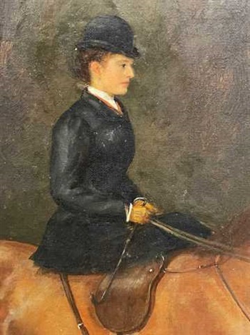 Portrait of Mildred Hetherington 1874-1943 mounted side-saddle by Maud ...