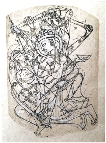 THE GODDESS DURGA BATTLING MAHISHASURA by Indian School-Kotah (18) on ...