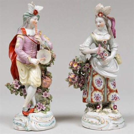 Pair of Derby Porcelain Figures of Musicians by Royal Crown Derby ...