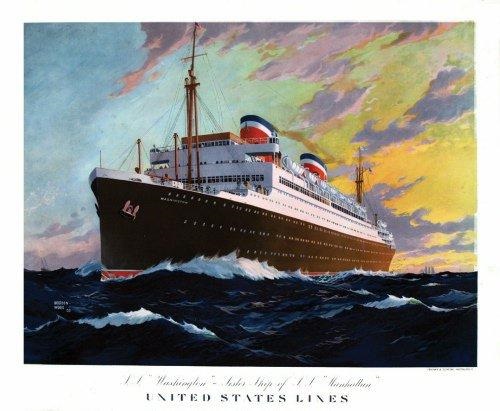 United States Lines - SS Washington - Sister ship Manhattan by Worden ...