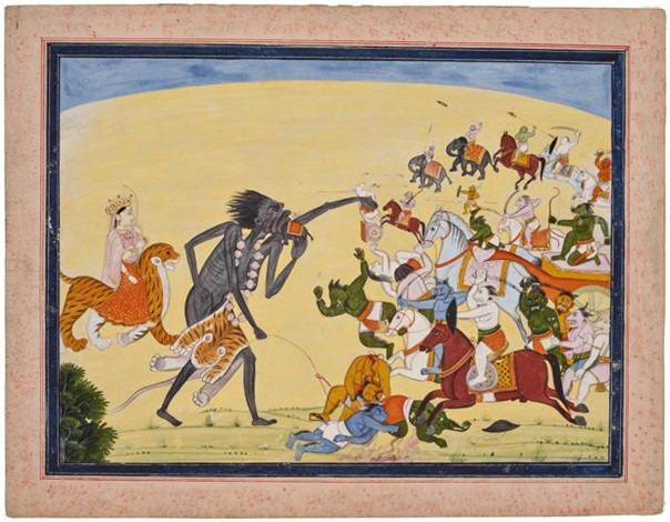 AN ILLUSTRATION FROM A DEVI MAHATMYA SERIES KALI ATTACKS THE DEMON ...