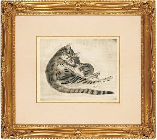 Chatte et chaton, endormis from LES CHATS by Léonard Tsuguharu Foujita ...