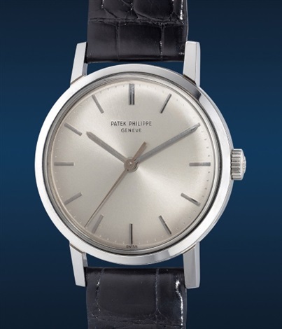 Patek Philippe. Ref. 3483. A fine and attractive stainless steel wristwatch with center seconds Certificate of Origin and presentation box by Patek Philippe Cie. on artnet