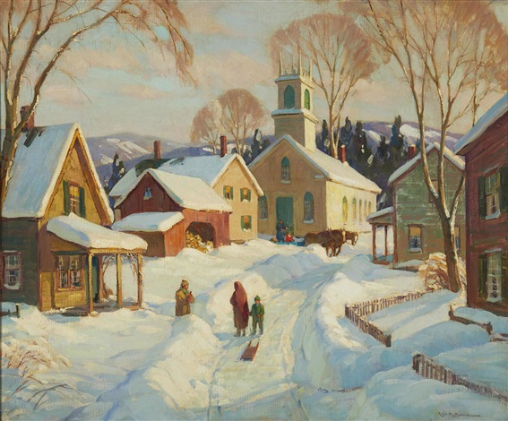 Winter Village Scene By Leo B. Blake On Artnet