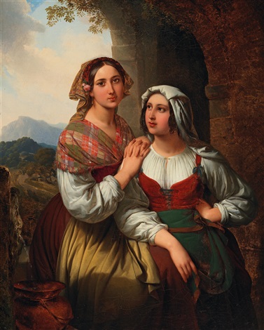 Two Italian Girls in an Open Landscape by Karl von Blaas on artnet