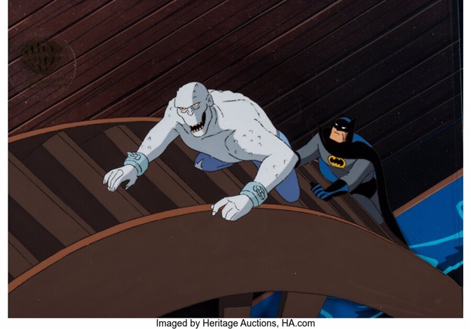 Batman The Animated Series Killer Croc and Batman Production Cel Warner ...