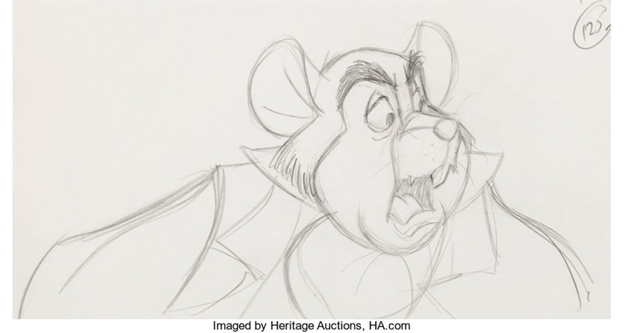 The Rescuers Down Under Chairmouse Animation Drawings Group of 3 Walt ...