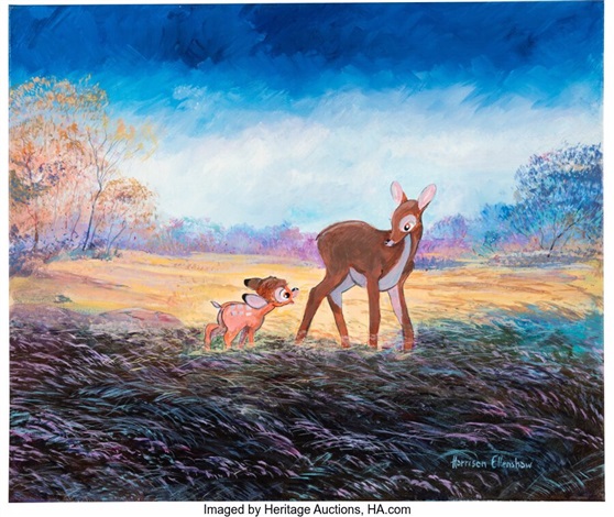 Bambi In the Meadow Original Painting by Harrison Ellenshaw Walt Disney ...