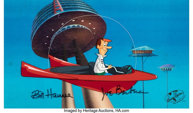 Jetsons The Movie George Jetson in the Flying Car Production Cel Signed ...