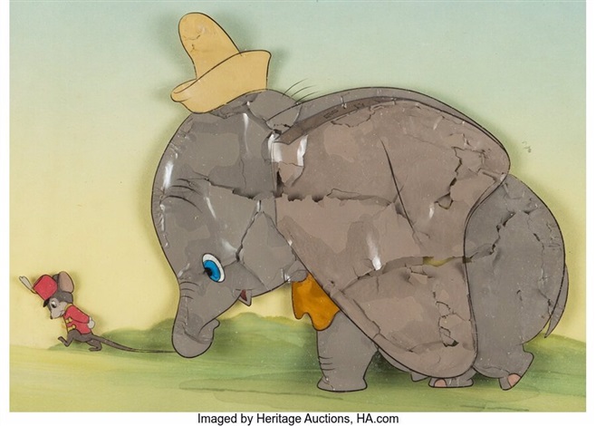 Dumbo Timothy Mouse and Dumbo Production Cel Courvoisier Setup Walt ...