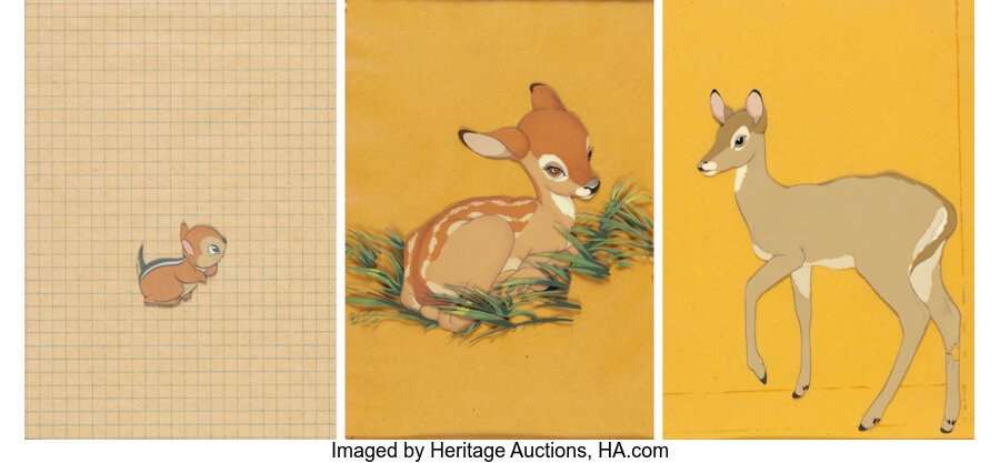 Bambi Chipmunk, Bambi, and Bambis Mother Color Model Cel with Tom ...