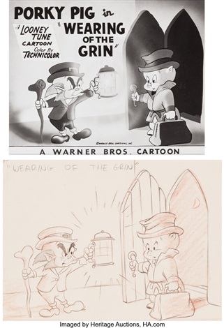 Wearing of the Grin Porky Pig Layout Publicity Illustration Original ...