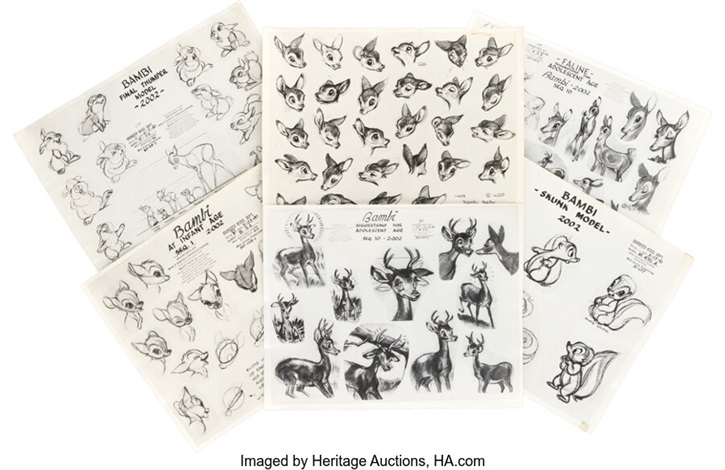 Bambi Studio Model Sheet Print Group of 35 Walt Disney, 1942. by Walt ...