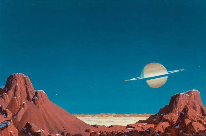 Saturn from Titan, Space Art cover by Chesley Bonestell on artnet