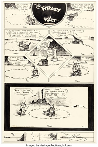 George Herriman Krazy Kat Sunday Comic Strip Original Art dated 11-21 ...