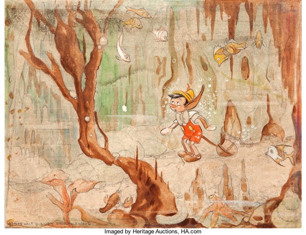 Pinocchio Underwater Concept Painting Walt Disney, 1940 by Walt Disney ...