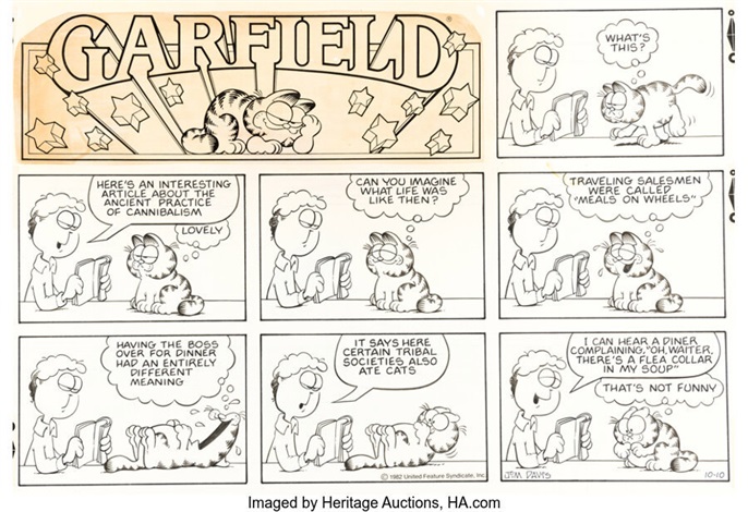 Jim Davis Garfield Sunday Comic Strip Original Art dated 10-10-82 ...