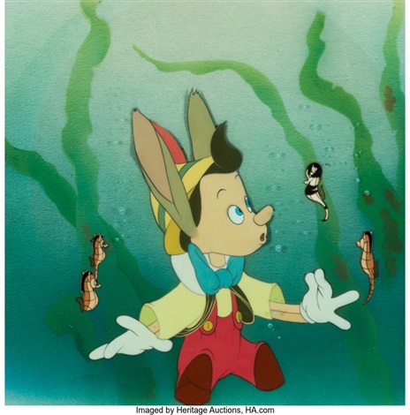 Pinocchio Underwater Sequence Production Cel Courvoisier Setup plus ...