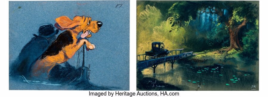 The Fox and the Hound Concept Art by Mel Shaw Group of 2 Walt Disney ...