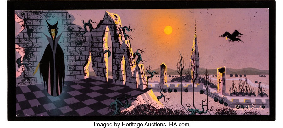 Eyvind Earle Sleeping Beauty Maleficent And Castle Color Keyconcept Painting Walt Disney 1959